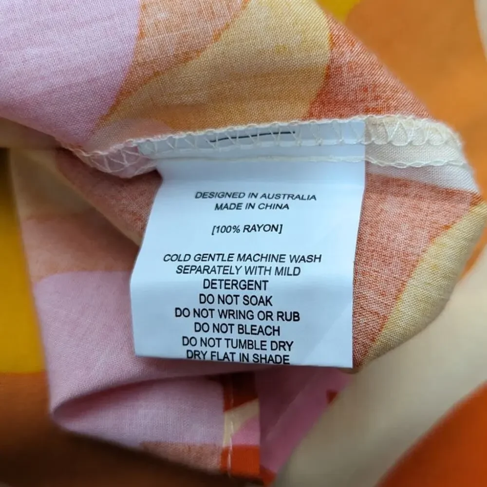 Abel The Label Orange Pink Boho Maxi Dress Trapeze Tiered Oversized XS NWT - Picture 10 of 11